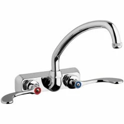 Chicago Faucet Company Chicago Faucets W4W-L9E1-317ABCP Wall-Mounted Faucet With 4" Centers And 9 1/2" L-Type Swing Spout