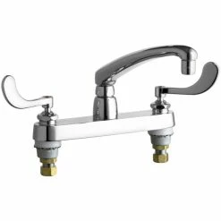 Chicago Faucet Company Chicago Faucets 1100-E35-317ABCP Deck-Mounted Faucet With 8" Centers And 8" L-Type Swing Spout