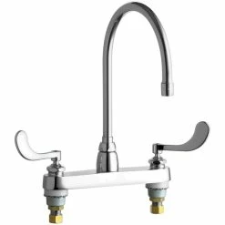 Chicago Faucet Company Chicago Faucets 1100-GN8AE35-317AB Deck-Mounted Faucet With 8" Centers And 8" Rigid / Swing Gooseneck Spout