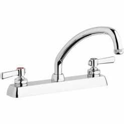 Chicago Faucet Company Chicago Faucets W8D-L9E1-369ABCP Deck-Mounted Faucet With 8" Fixed Centers, 9 1/2" L-Type Swing Spout, And 2 3/8" Lever Handles