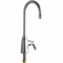 Chicago Faucet Company Chicago Faucets 350-E35ABCP Deck-Mounted Single-Hole Single-Supply Faucet With 5 1/4" Rigid / Swing Gooseneck Spout And 2 3/8" Lever Handle