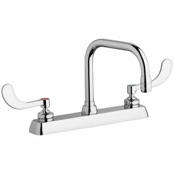 Chicago Faucet Company Chicago Faucets W8D-DB6AE35-317AB 1.5 GPM Deck-Mounted Faucet With 8" Fixed Centers And 6 1/4" Rigid / Swing Double-Bend Spout