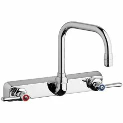 Chicago Faucet Company Chicago Faucets W8W-DB6AE35-369AB 1.5 GPM Wall-Mounted Faucet With 8" Fixed Centers And 6 1/4" Rigid / Swing Double-Bend Spout