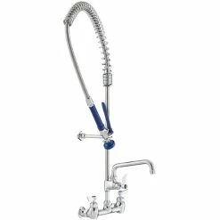 Waterloo 1.15 GPM Wall-Mounted Pre-Rinse Faucet With 8" Centers And 8" Add-On Faucet