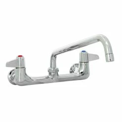 T&S Brass And Bronze Works Equip By T&S 5F-8WLX08 Wall Mounted Faucet With 8 1/8" Swing Spout, 5.2 GPM Laminar Flow Device, 8" Adjustable Centers, And Lever Handles