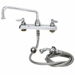 T&S Brass And Bronze Works T&S B-1172-01 Deck Mount Workboard Faucet With 8" Centers, 12" Swing Nozzle, And 002857-40 Spray Valve