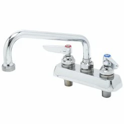 T&S Brass And Bronze Works T&S B-2491 Deck Mount Workboard Faucet With 4" Centers, 8" Swing Nozzle, And Chrome Escutcheon