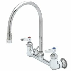T&S Brass And Bronze Works T&S B-2444 Wall Mount Mixing Faucet With 8" Adjustable Centers, 2 7/8" Gooseneck, Spring Checks, And Eterna Cartridges