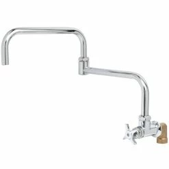 T&S Brass And Bronze Works T&S BF-0299-24DJ Big Flo Polished Chrome Single Hole Wall Mount Faucet With 90 Degree Installation Kit, 24" Double Joint Swing Nozzle, And 4 Arm Handle
