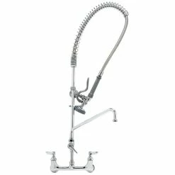 T&S Brass And Bronze Works T&S B-0133-01-44H EasyInstall Wall Mounted 37 1/2" High Pre-Rinse Faucet With Adjustable 8" Centers, 44" Hose, 14" Add-On Faucet, And 9" Wall Bracket