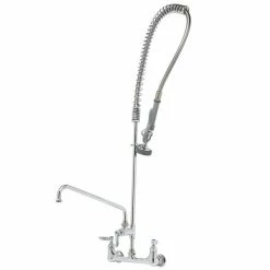 T&S Brass And Bronze Works T&S B-0133-ADF06 EasyInstall Wall Mounted 41 1/2" High Pre-Rinse Faucet With Adjustable 8" Centers, 44" Hose, And 6" Add-On Faucet