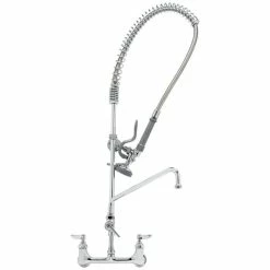 T&S Brass And Bronze Works T&S B-0133-ADF08-B EasyInstall Wall Mounted 41 1/2" High Pre-Rinse Faucet With Adjustable 8" Centers, 44" Hose, 8" Add-On Faucet, And 6" Wall Bracket
