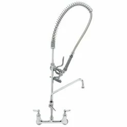 T&S Brass And Bronze Works T&S B-0133-ADF16-B EasyInstall Wall Mounted 37 1/2" High Pre-Rinse Faucet With Adjustable 8" Centers, 44" Hose, 16" Add-On Faucet, And 6" Wall Bracket