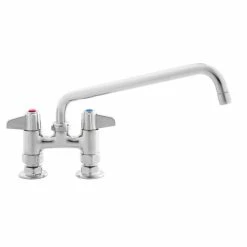 T&S Brass And Bronze Works Equip By T&S 5F-4DLS12 Deck Mount Mixing Faucet With Lever Handles And 12 1/8" Swing Nozzle On 4" Centers
