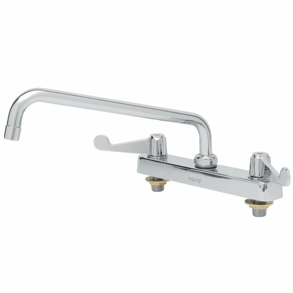 T&S Brass And Bronze Works Equip By T&S 5F-8CWX10 Deck Mounted Workboard Faucet With 10 1/8" Swing Spout, 8" Centers, 5.03 GPM Laminar Flow Device, Cerama Cartridges, And Wrist Handles