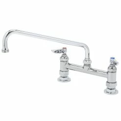 T&S Brass And Bronze Works T&S B-2280 Deck Mounted Faucet With 12" Swing Nozzle, 8" Adjustable Centers, 18.39 GPM Stream Regulator Outlet, Eterna Cartridges, And Lever Handles