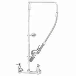 T&S Brass And Bronze Works T&S B-0131-BC Wall Mounted 29 3/4" High Pre-Rinse Faucet With Adjustable 8" Centers, Low Flow Spray Valve, Swivel Arm, 20" Hose, And 6" Wall Bracket