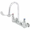 T&S Brass And Bronze Works T&S B-0351 Wall Mounted Mixing Faucet With 8" Adjustable Centers, 5 1/2" Rigid Gooseneck, And 6" Wrist Action Handles