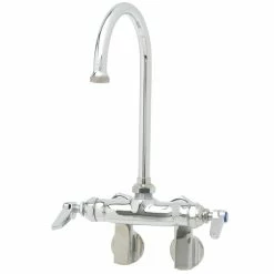 T&S Brass And Bronze Works T&S B-0341 Wall Mounted Mixing Faucet With 4" Adjustable Centers, 5 11/16" Swivel Gooseneck, And Eterna Cartridges