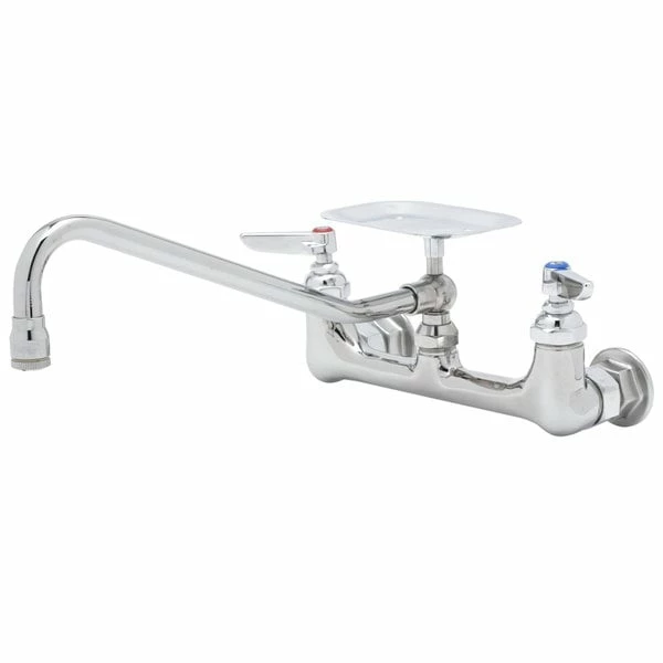 T&S Brass And Bronze Works T&S B-0233-02 Wall Mounted Pantry Faucet With 8" Adjustable Centers, 8" Swing Nozzle, Eterna Cartridges, And Soap Dish