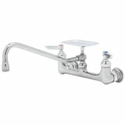 T&S Brass And Bronze Works T&S B-0233-04 Wall Mounted Pantry Faucet With 8" Adjustable Centers, 18" Swing Nozzle, Eterna Cartridges, And Soap Dish