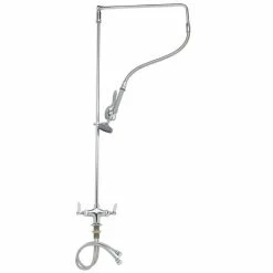 T&S Brass And Bronze Works T&S B-0112 Deck Mounted 44 3/8" High Pre-Rinse Faucet With Flex Inlets, Swivel Arm, And 26" Hose