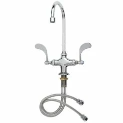 T&S Brass And Bronze Works T&S B-0316 Wall Mounted Faucet With 5 11/16" Swivel Gooseneck Spout, 20.10 GPM Stream Regulator, 3" Adjustable Vertical Centers, And 4-Arm Handles