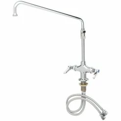 T&S Brass And Bronze Works T&S B-2294-CR Deck Mounted Single Hole Pantry Faucet With Flex Inlets, 14" Swing Nozzle, Cerama Cartridges, And 6" Extension