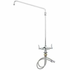 T&S Brass And Bronze Works T&S B-0270-144XVF22 Vandal Resistant Deck Mounted Single Hole Pantry Faucet With Flex Inlets, 18" Swing Nozzle, Eterna Cartridges, And 6" Riser