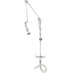 T&S Brass And Bronze Works T&S B-0114-01B Deck Mounted 42" High Pre-Rinse Faucet With Flex Inlets, Roto-Flex Support, And Wall Bracket