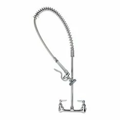 T&S Brass And Bronze Works T&S B-0133-R EasyInstall Wall Mounted 35 1/2" High Pre-Rinse Faucet With Adjustable 8" Centers, And 44" Rubber Hose