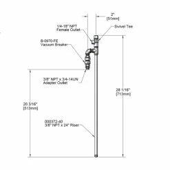 T&S Brass And Bronze Works T&S 005309-40 24" Riser Assembly With Vacuum Breaker And Swivel Tee