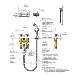 T&S Brass And Bronze Works T&S B-0512-0101-CV Concealed Mixing Faucet With 3" Centers, 002857-40 Spray Valve, 72" Hose, Vacuum Breaker, And Check Valves