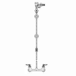 T&S Brass And Bronze Works T&S B-7000-LR-99 Wall Mount Pre-Rinse Faucet Base With 8" Centers, 16" And 40" Risers, 6" Wall Brackets, And Continuous Vacuum Breaker