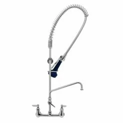 T&S Brass And Bronze Works T&S B-0133-A10-B08C EasyInstall Wall Mounted 37 1/2" High Pre-Rinse Faucet With Adjustable 8" Centers, Ergonomic Low Flow Spray Valve, 44" Hose, 10" Add-On Faucet, And 6" Wall Bracket