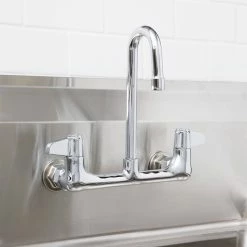 T&S Brass And Bronze Works Equip By T&S 5F-8WLX03 Wall Mounted Faucet With 2 3/16" Gooseneck Spout, 8" Centers, Laminar Flow Device, And Lever Handles