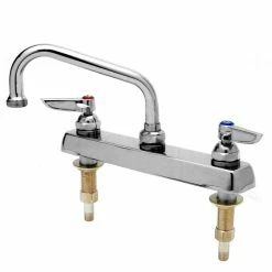 T&S Brass And Bronze Works T&S B-1120-XS Deck Mount Workboard Mixing Faucet With 8" Centers, 6" Swing Nozzle, Escutcheon, Stream Regulator, And Tailpieces