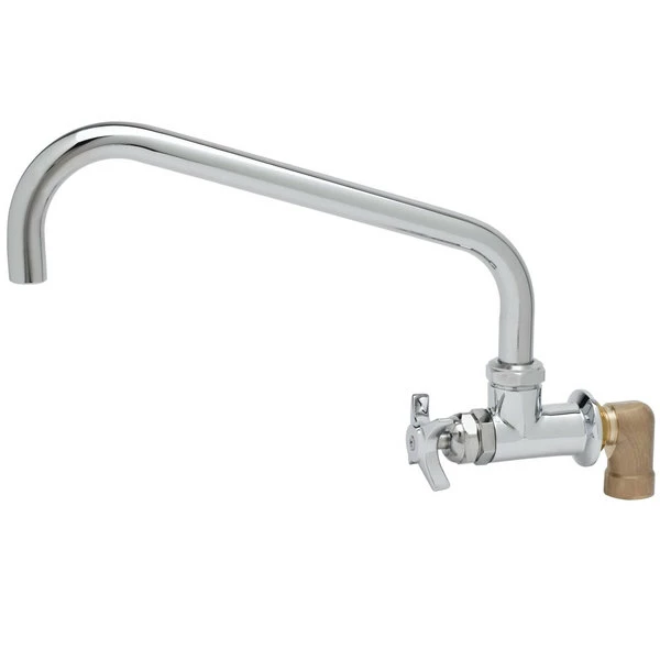 T&S Brass And Bronze Works T&S BF-0299-08 Big Flo Polished Chrome Single Hole Wall Mount Faucet With 90 Degree Installation Kit, 8" Swing Nozzle, And 4 Arm Handle