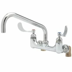 T&S Brass And Bronze Works T&S B-0290-01 Wall Mount Kettle And Pot Sink Mixing Faucet With 8" Adjustable Centers, 16" Big Flo Swing Nozzle, And 00LL Street Elbows