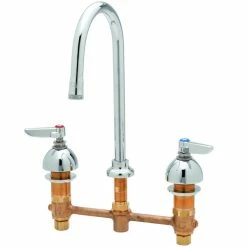 T&S Brass And Bronze Works T&S B-2852 Deck Mount Easy Install Faucet With 8" Centers, 8 13/16" Gooseneck, And Eterna Cartridges