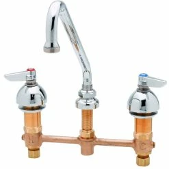 T&S Brass And Bronze Works T&S B-2855-01 Deck Mount Easy Install 1.5 GPM Faucet With 8" Centers, 9" Swing Nozzle, And Eterna Cartridges