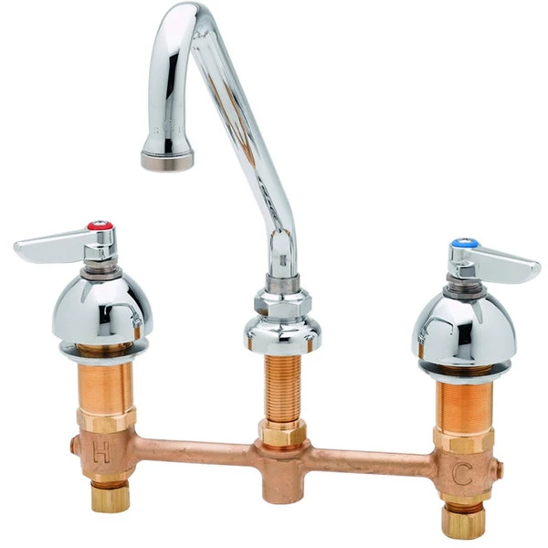 T&S Brass And Bronze Works T&S B-2856 Deck Mount Easy Install Faucet With 8" Centers, 9" Swing Nozzle, 4 Arm Handles, And Eterna Cartridges