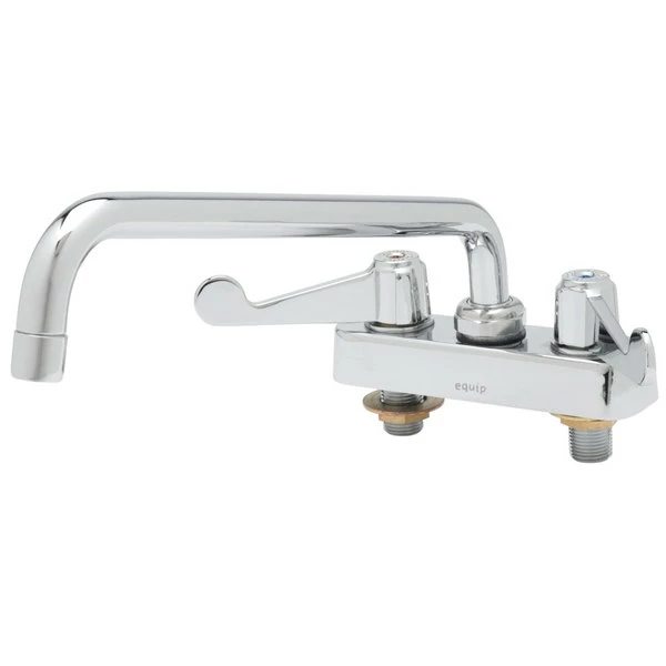 T&S Brass And Bronze Works Equip By T&S 5F-4CWX08 Deck Mounted 8 1/8" Swivel Workboard Faucet With Wrist Action Handles And 4" Centers - ADA Compliant