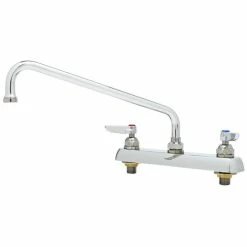 T&S Brass And Bronze Works T&S B-1164 Deck Mount Workboard Faucet With 8" Centers, 10" Swing Nozzle, Supply Stops And Two Flex Supply Hoses