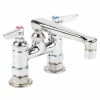 T&S Brass And Bronze Works T&S B-2501 Deck Mounted Faucet With 6" Cast Swivel Nozzle, 4" Adjustable Centers, 2.2 GPM Aerator, Eterna Cartridges, And Lever Handles
