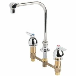T&S Brass And Bronze Works T&S B-2853-RSW Deck Mount Easy Install 2.2 GPM Faucet With 8" Centers, 7" Gooseneck, And Quarter Turn Eterna Cartridges
