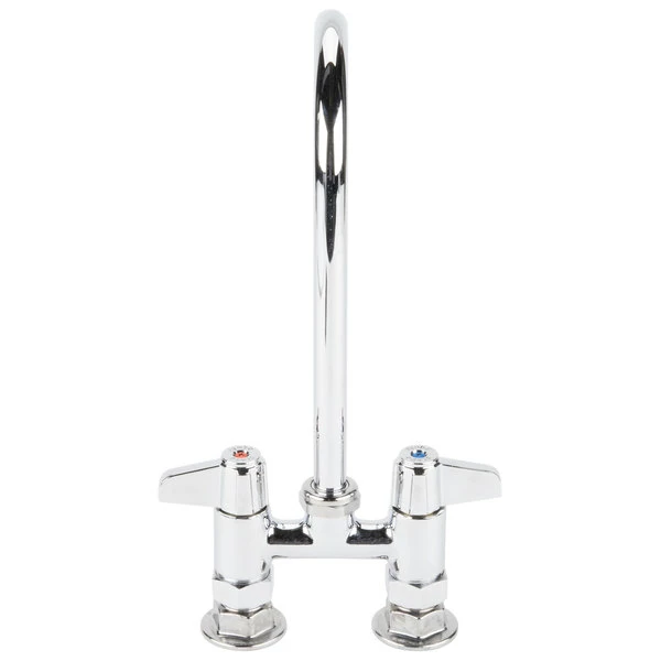 T&S Brass And Bronze Works Equip By T&S 5F-4DLS05 Deck Mounted Faucet With 5 9/16" Gooseneck Spout, 4" Centers, Laminar Flow Device, And Lever Handles - Image 3