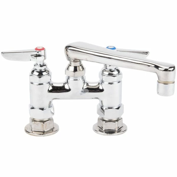 T&S Brass And Bronze Works T&S B-2501-CR Deck Mount Mixing Faucet With 4" Adjustable Centers, 6" Cast Spout, And Cerama Cartridges - Image 2