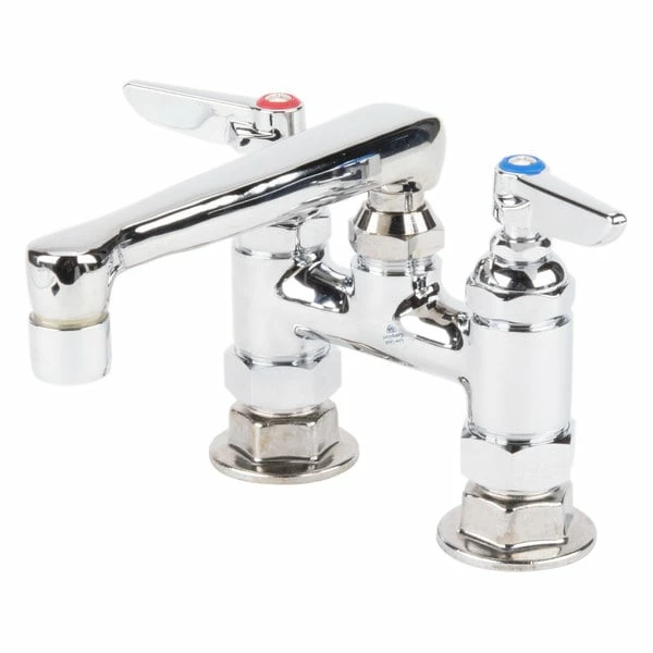 T&S Brass And Bronze Works T&S B-2501-CR Deck Mount Mixing Faucet With 4" Adjustable Centers, 6" Cast Spout, And Cerama Cartridges - Image 3