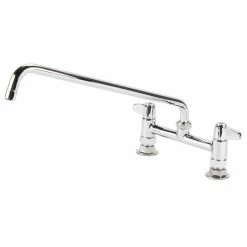 T&S Brass And Bronze Works Equip By T&S 5F-8DLX16 Deck Mounted Faucet With 16 1/8" Swing Spout, 8" Adjustable Centers, 5.23 GPM Laminar Flow Device, Cerama Cartridges, And Lever Handles